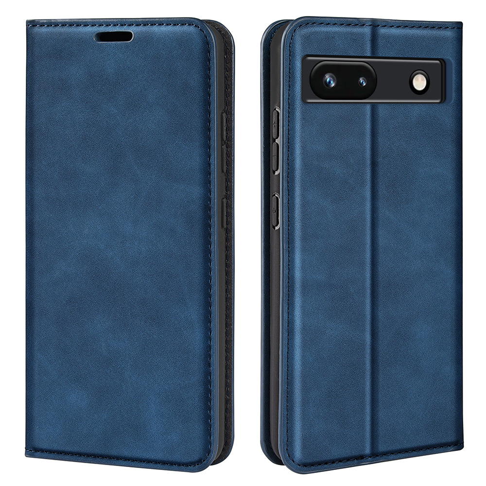 For Google Pixel 7a Magnetic Auto Closing Wallet Leather Phone Case Skin-touch Stand Anti-drop Shell
