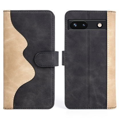 For Google Pixel 7a Leather Wallet Shockproof Phone Cover Dual Color Splicing Flip Stand Case