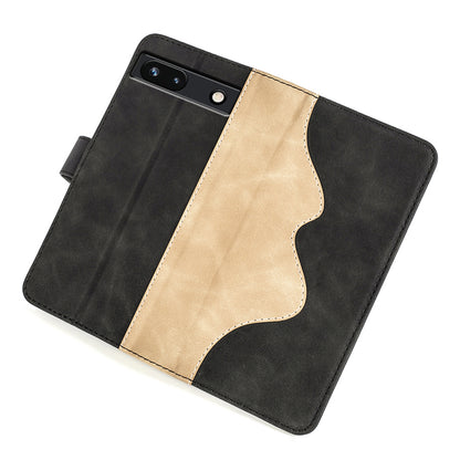 For Google Pixel 7a Leather Wallet Shockproof Phone Cover Dual Color Splicing Flip Stand Case