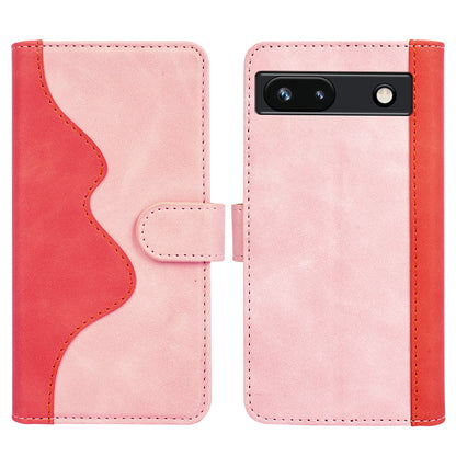 For Google Pixel 7a Leather Wallet Shockproof Phone Cover Dual Color Splicing Flip Stand Case