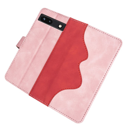 For Google Pixel 7a Leather Wallet Shockproof Phone Cover Dual Color Splicing Flip Stand Case