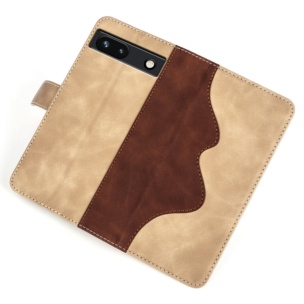 For Google Pixel 7a Leather Wallet Shockproof Phone Cover Dual Color Splicing Flip Stand Case