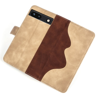 For Google Pixel 7a Leather Wallet Shockproof Phone Cover Dual Color Splicing Flip Stand Case