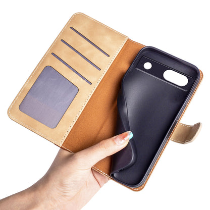 For Google Pixel 7a Leather Wallet Shockproof Phone Cover Dual Color Splicing Flip Stand Case