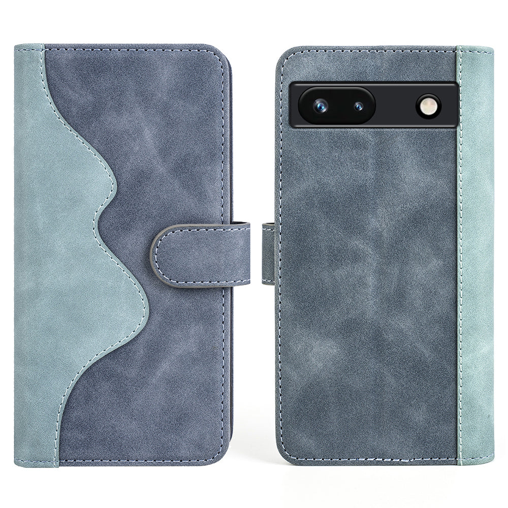 For Google Pixel 7a Leather Wallet Shockproof Phone Cover Dual Color Splicing Flip Stand Case