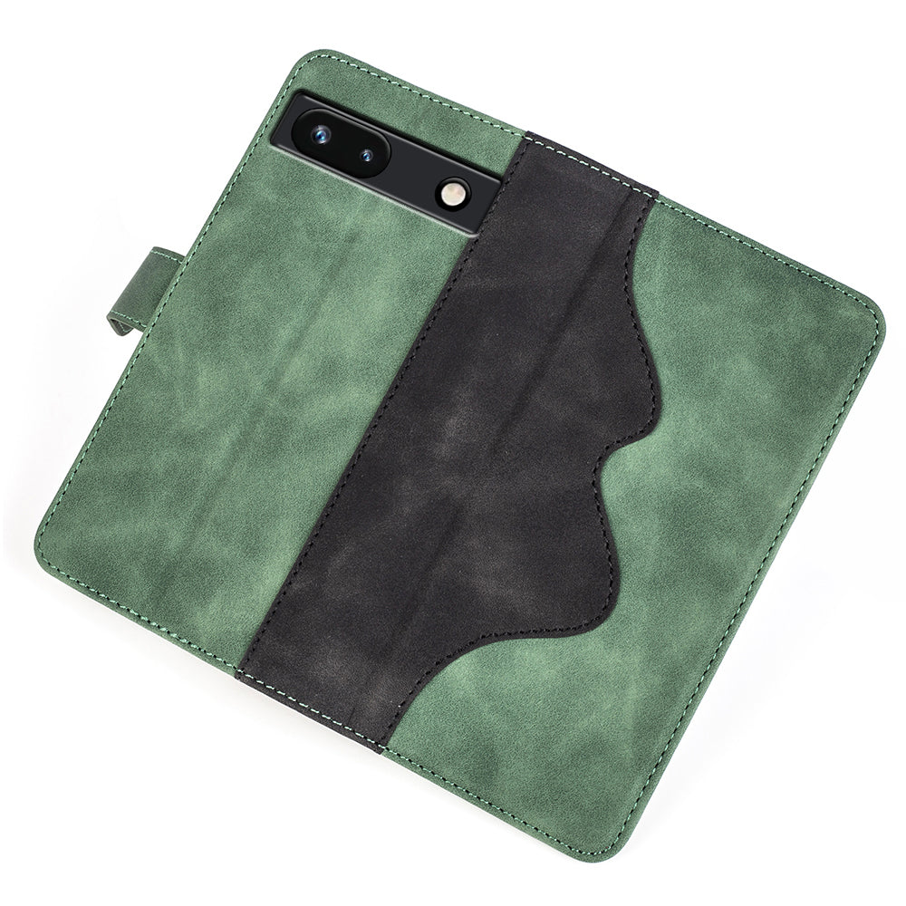 For Google Pixel 7a Leather Wallet Shockproof Phone Cover Dual Color Splicing Flip Stand Case