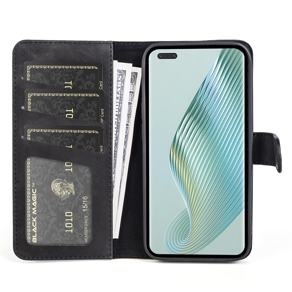 For Honor Magic5 Pro Leather Wallet Phone Cover Dual Color Splicing Shockproof Stand Mobile Case