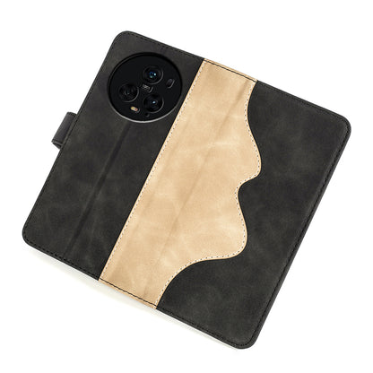 For Honor Magic5 Pro Leather Wallet Phone Cover Dual Color Splicing Shockproof Stand Mobile Case