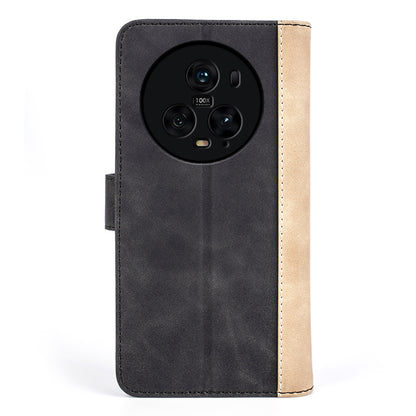 For Honor Magic5 Pro Leather Wallet Phone Cover Dual Color Splicing Shockproof Stand Mobile Case
