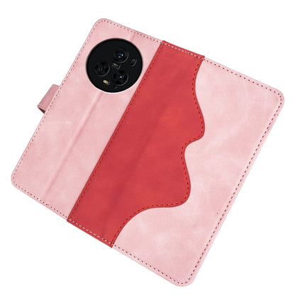 For Honor Magic5 Pro Leather Wallet Phone Cover Dual Color Splicing Shockproof Stand Mobile Case