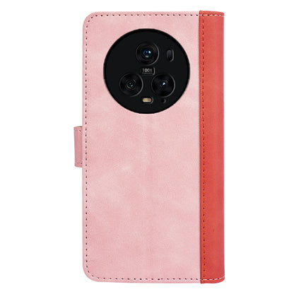 For Honor Magic5 Pro Leather Wallet Phone Cover Dual Color Splicing Shockproof Stand Mobile Case