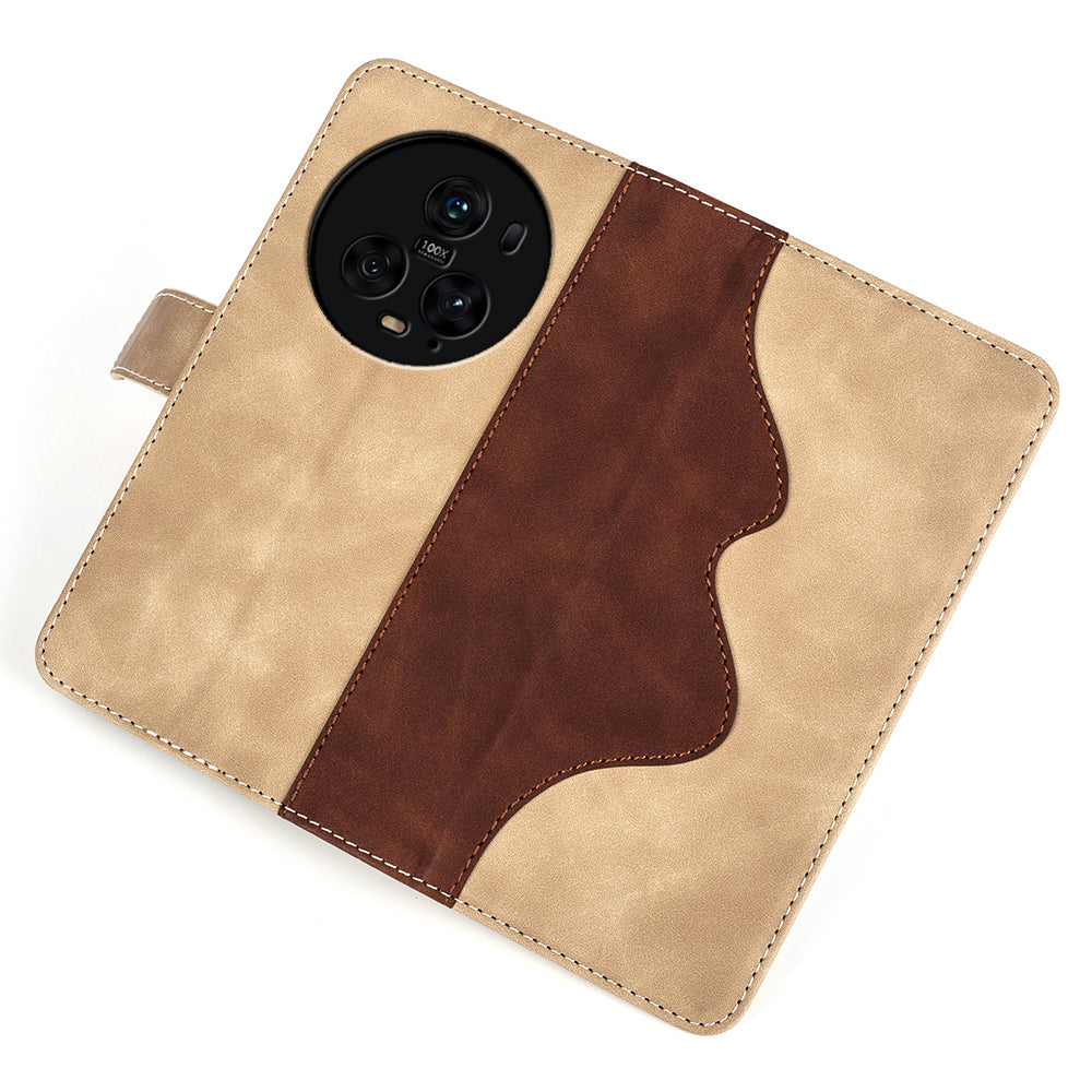 For Honor Magic5 Pro Leather Wallet Phone Cover Dual Color Splicing Shockproof Stand Mobile Case