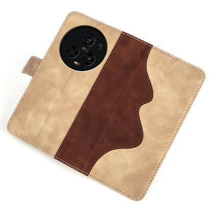 For Honor Magic5 Pro Leather Wallet Phone Cover Dual Color Splicing Shockproof Stand Mobile Case