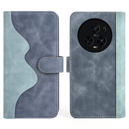 For Honor Magic5 Pro Leather Wallet Phone Cover Dual Color Splicing Shockproof Stand Mobile Case
