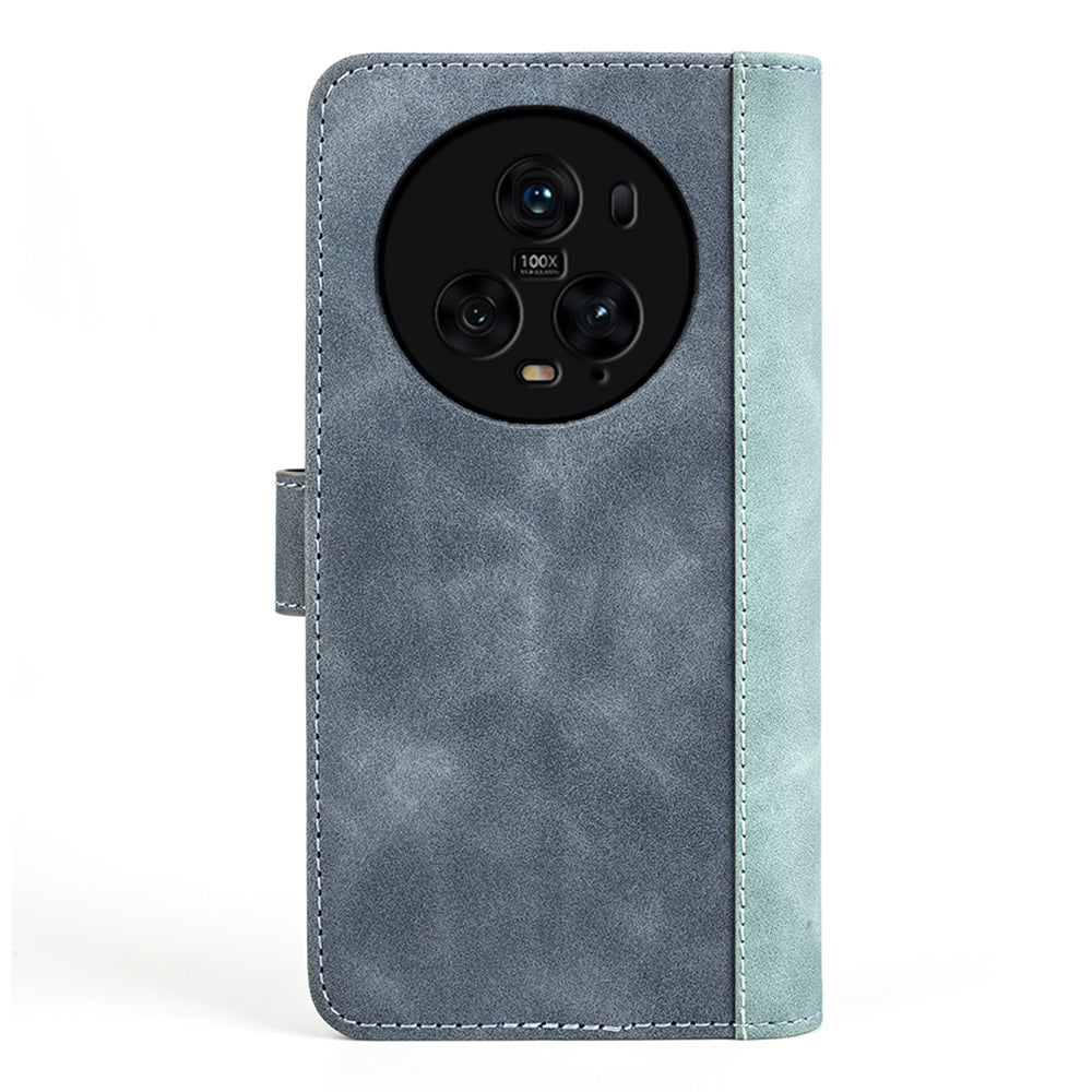 For Honor Magic5 Pro Leather Wallet Phone Cover Dual Color Splicing Shockproof Stand Mobile Case