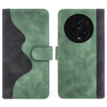 For Honor Magic5 Pro Leather Wallet Phone Cover Dual Color Splicing Shockproof Stand Mobile Case