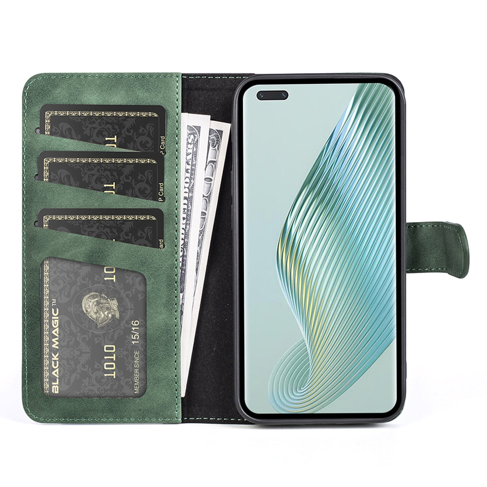 For Honor Magic5 Pro Leather Wallet Phone Cover Dual Color Splicing Shockproof Stand Mobile Case