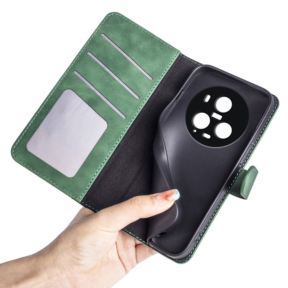 For Honor Magic5 Pro Leather Wallet Phone Cover Dual Color Splicing Shockproof Stand Mobile Case