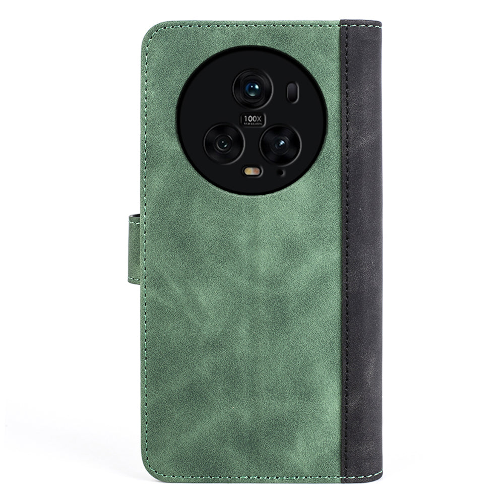For Honor Magic5 Pro Leather Wallet Phone Cover Dual Color Splicing Shockproof Stand Mobile Case