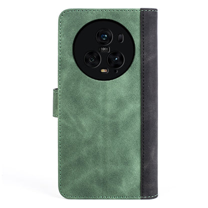 For Honor Magic5 Pro Leather Wallet Phone Cover Dual Color Splicing Shockproof Stand Mobile Case