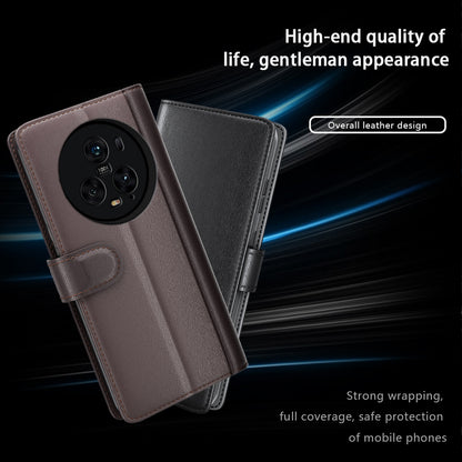 For Honor Magic5 Pro Genuine Cow Leather Phone Wallet Case Flip Stand Shockproof Cover