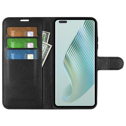 Wallet Stand Shell for Honor Magic5 Pro Litchi Texture PU Leather Phone Case Flip Cover