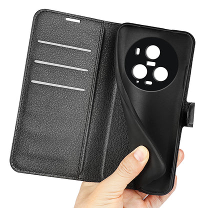 Wallet Stand Shell for Honor Magic5 Pro Litchi Texture PU Leather Phone Case Flip Cover