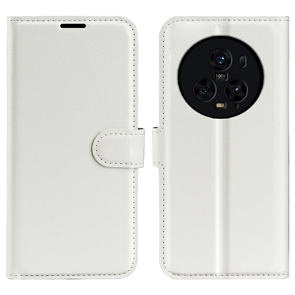 Wallet Stand Shell for Honor Magic5 Pro Litchi Texture PU Leather Phone Case Flip Cover