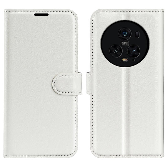 Wallet Stand Shell for Honor Magic5 Pro Litchi Texture PU Leather Phone Case Flip Cover