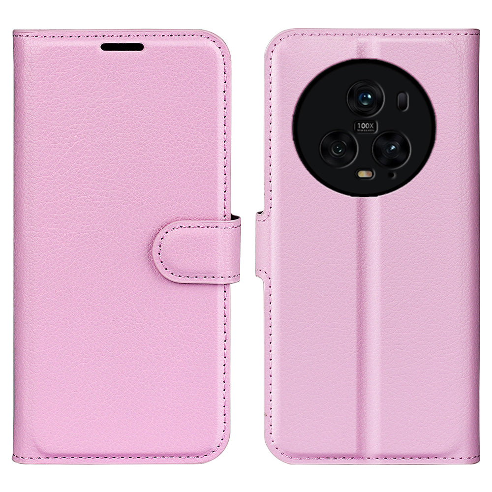 Wallet Stand Shell for Honor Magic5 Pro Litchi Texture PU Leather Phone Case Flip Cover