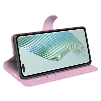 Wallet Stand Shell for Honor Magic5 Pro Litchi Texture PU Leather Phone Case Flip Cover