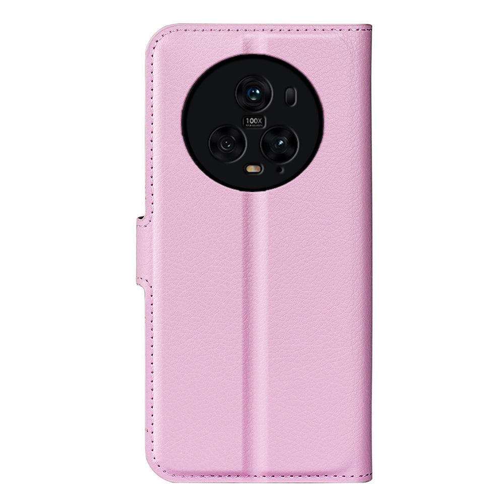 Wallet Stand Shell for Honor Magic5 Pro Litchi Texture PU Leather Phone Case Flip Cover