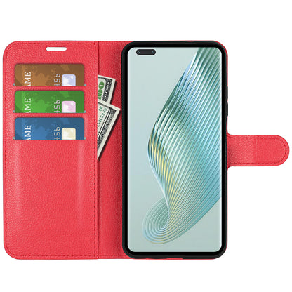 Wallet Stand Shell for Honor Magic5 Pro Litchi Texture PU Leather Phone Case Flip Cover