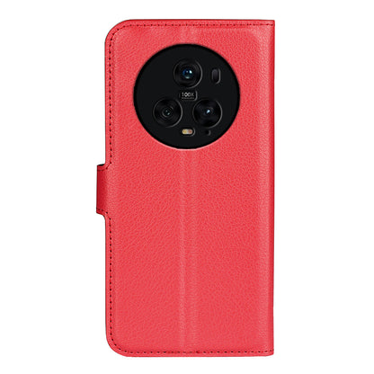 Wallet Stand Shell for Honor Magic5 Pro Litchi Texture PU Leather Phone Case Flip Cover