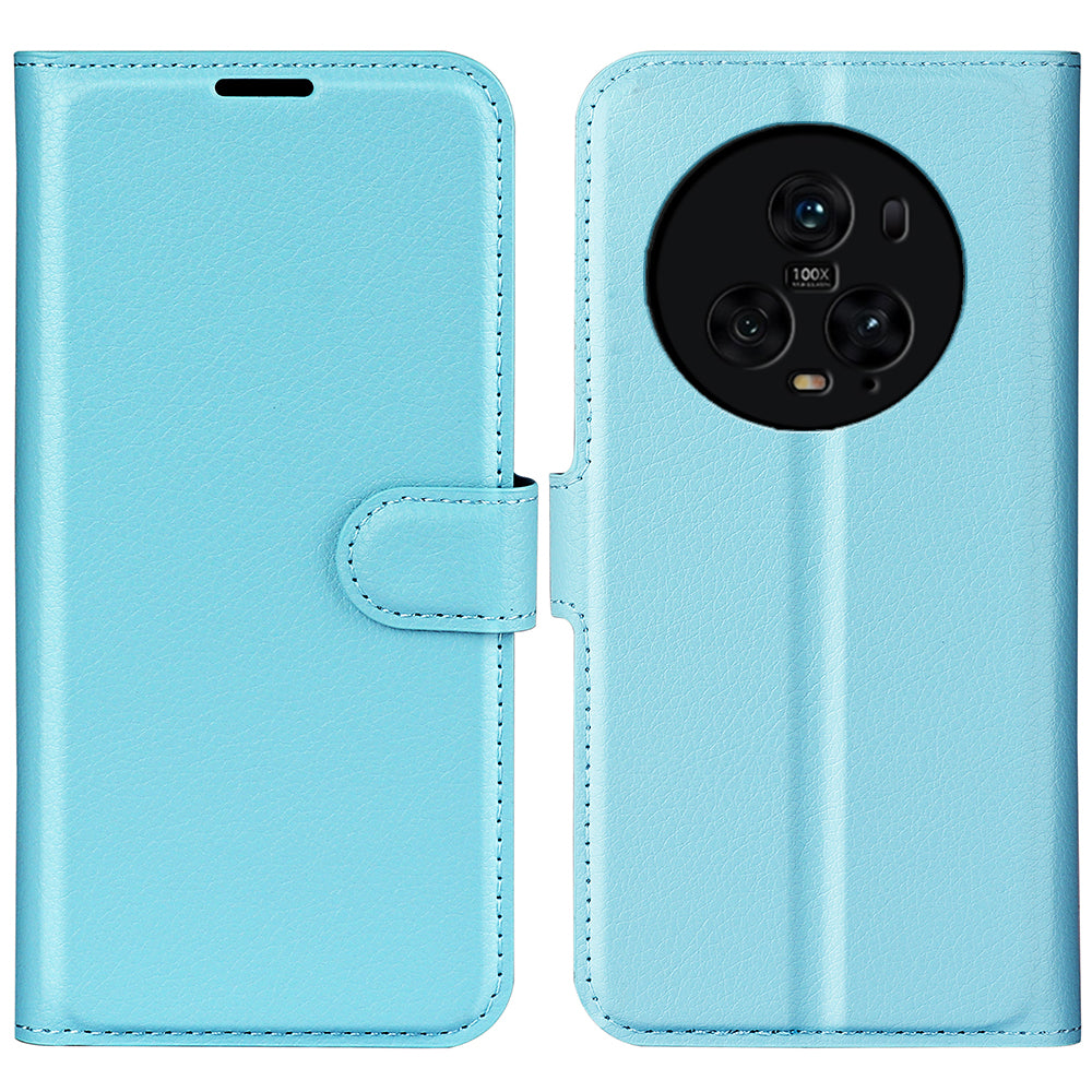Wallet Stand Shell for Honor Magic5 Pro Litchi Texture PU Leather Phone Case Flip Cover