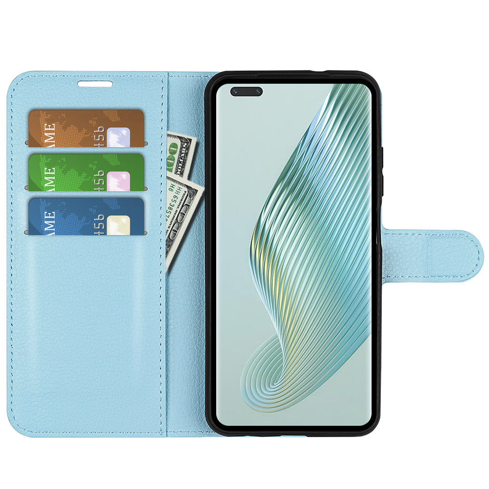 Wallet Stand Shell for Honor Magic5 Pro Litchi Texture PU Leather Phone Case Flip Cover