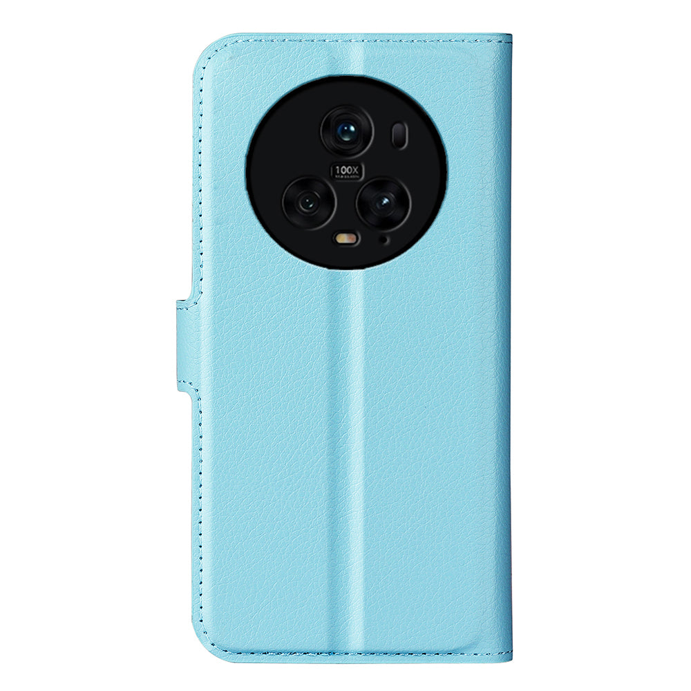 Wallet Stand Shell for Honor Magic5 Pro Litchi Texture PU Leather Phone Case Flip Cover