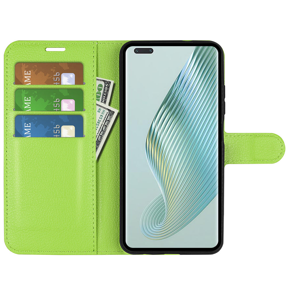 Wallet Stand Shell for Honor Magic5 Pro Litchi Texture PU Leather Phone Case Flip Cover