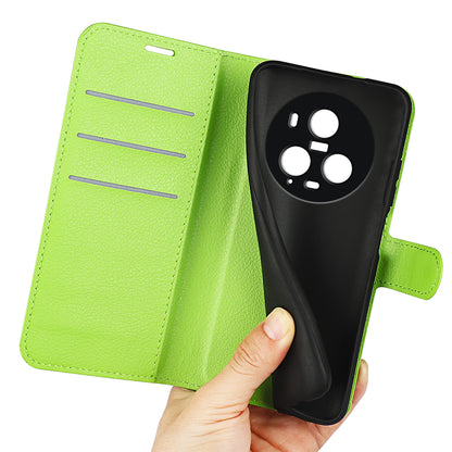 Wallet Stand Shell for Honor Magic5 Pro Litchi Texture PU Leather Phone Case Flip Cover