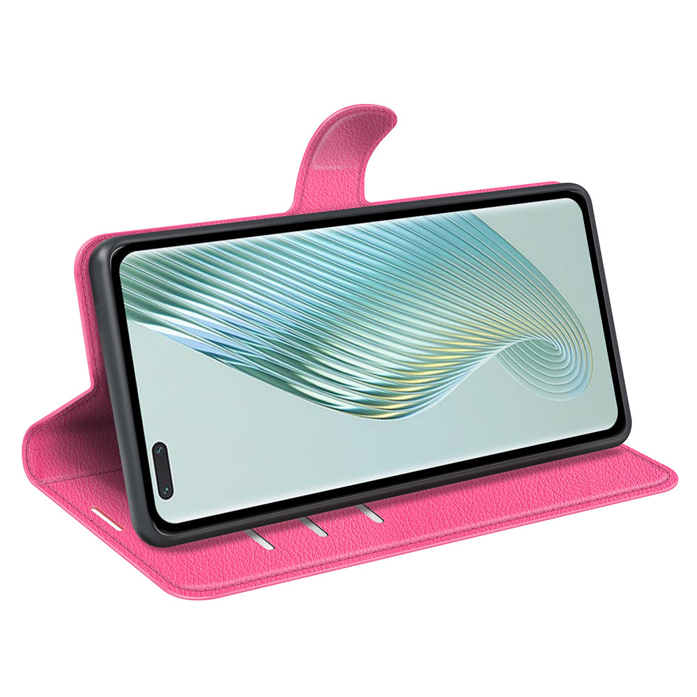 Wallet Stand Shell for Honor Magic5 Pro Litchi Texture PU Leather Phone Case Flip Cover