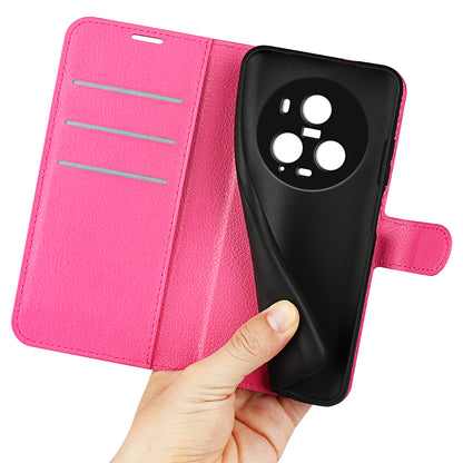 Wallet Stand Shell for Honor Magic5 Pro Litchi Texture PU Leather Phone Case Flip Cover