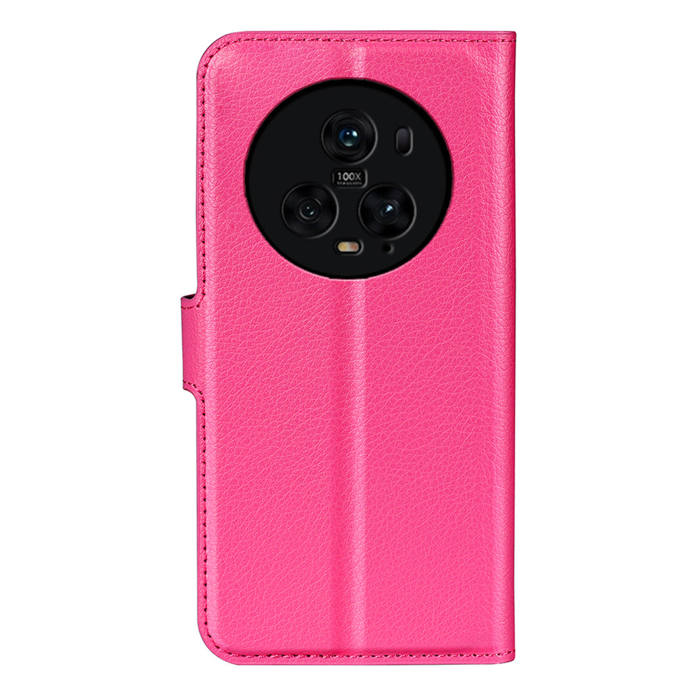 Wallet Stand Shell for Honor Magic5 Pro Litchi Texture PU Leather Phone Case Flip Cover