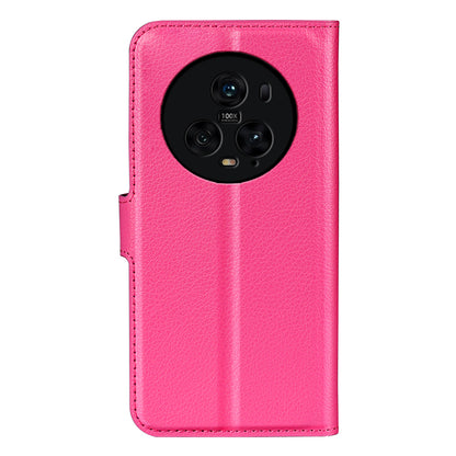 Wallet Stand Shell for Honor Magic5 Pro Litchi Texture PU Leather Phone Case Flip Cover