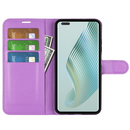Wallet Stand Shell for Honor Magic5 Pro Litchi Texture PU Leather Phone Case Flip Cover