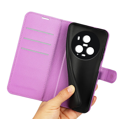 Wallet Stand Shell for Honor Magic5 Pro Litchi Texture PU Leather Phone Case Flip Cover