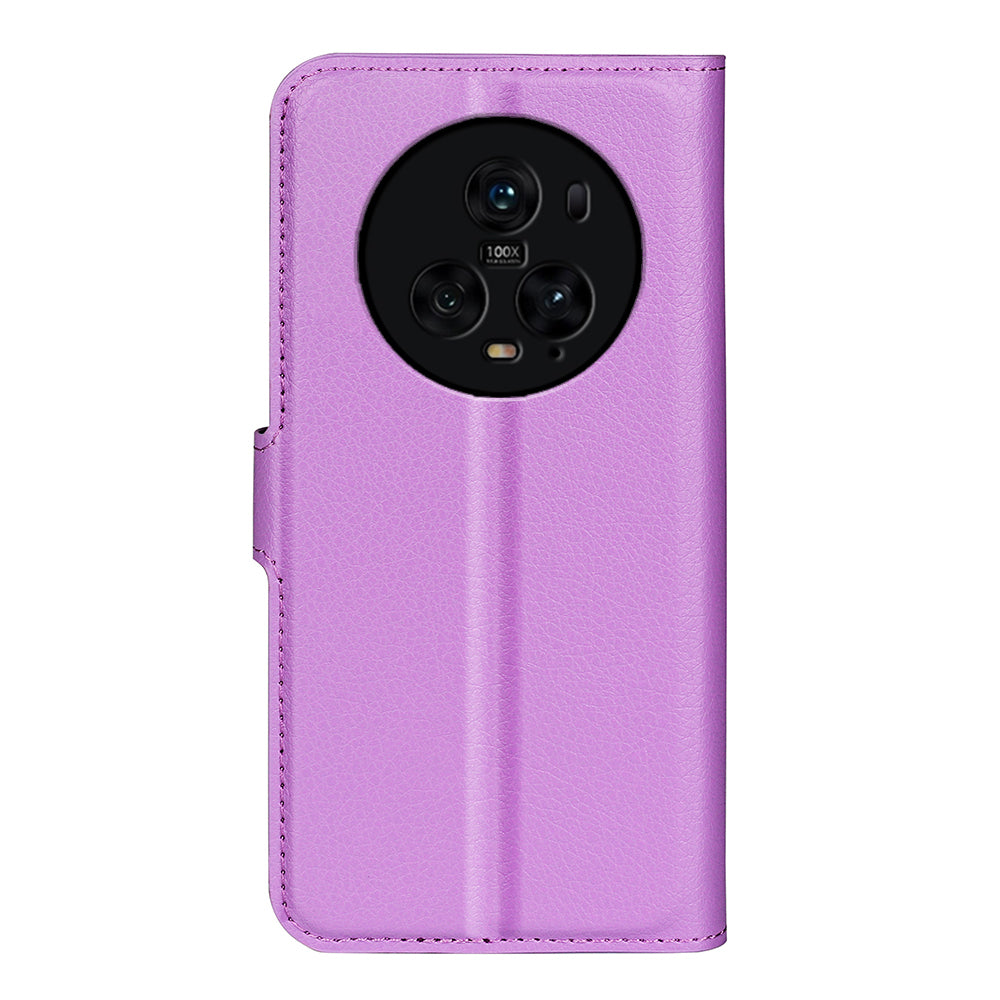 Wallet Stand Shell for Honor Magic5 Pro Litchi Texture PU Leather Phone Case Flip Cover