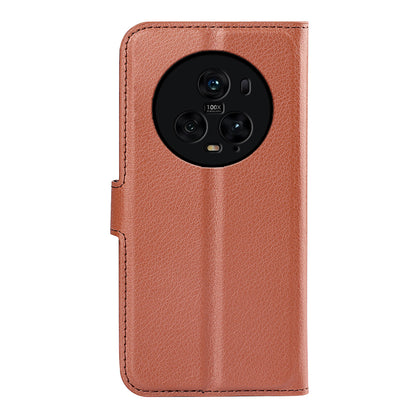 Wallet Stand Shell for Honor Magic5 Pro Litchi Texture PU Leather Phone Case Flip Cover