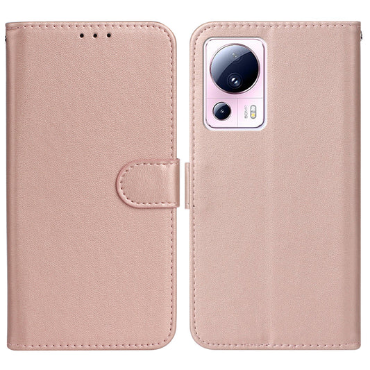 B40 For Xiaomi 13 Lite / Civi 2 5G Solid Color Wallet Stand Cover PU Leather+TPU Cell Phone Case