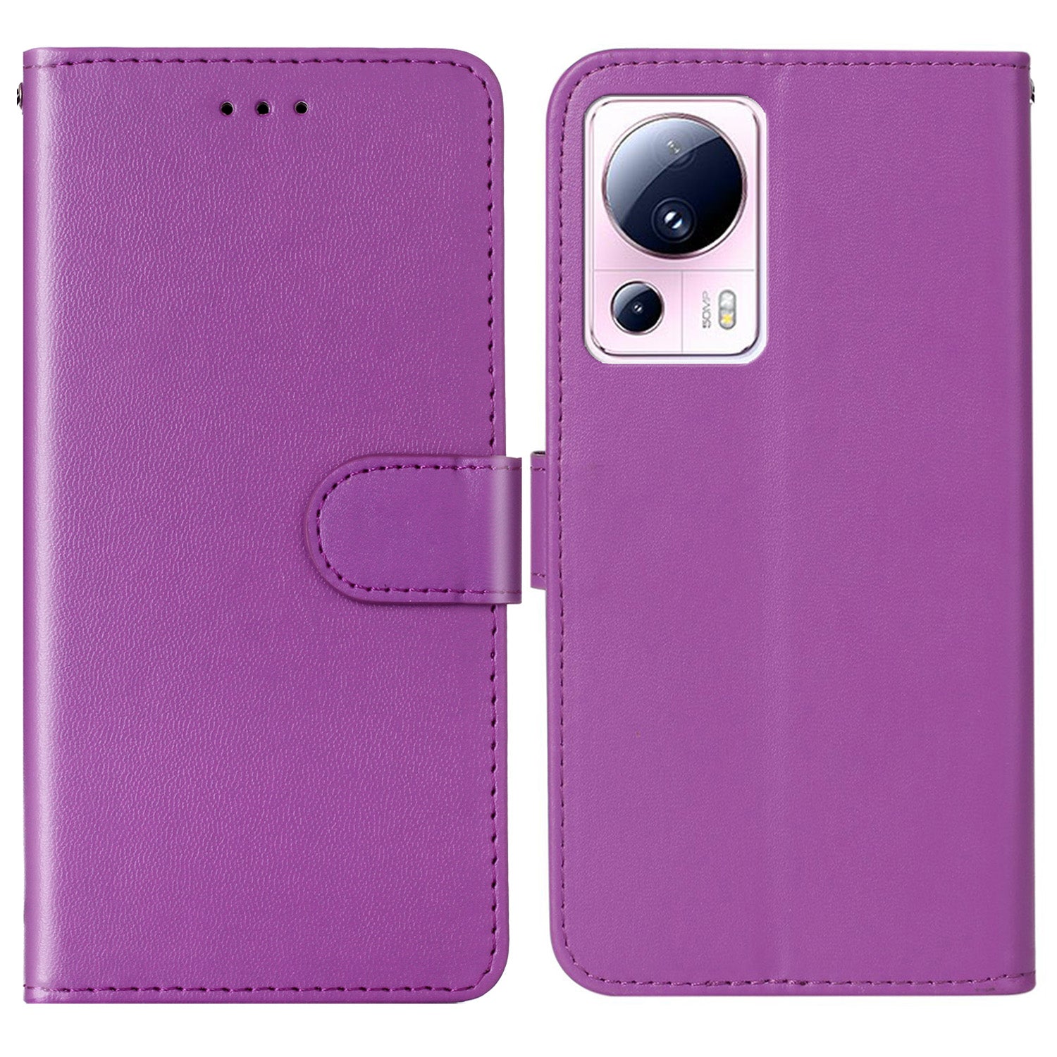 B40 For Xiaomi 13 Lite / Civi 2 5G Solid Color Wallet Stand Cover PU Leather+TPU Cell Phone Case