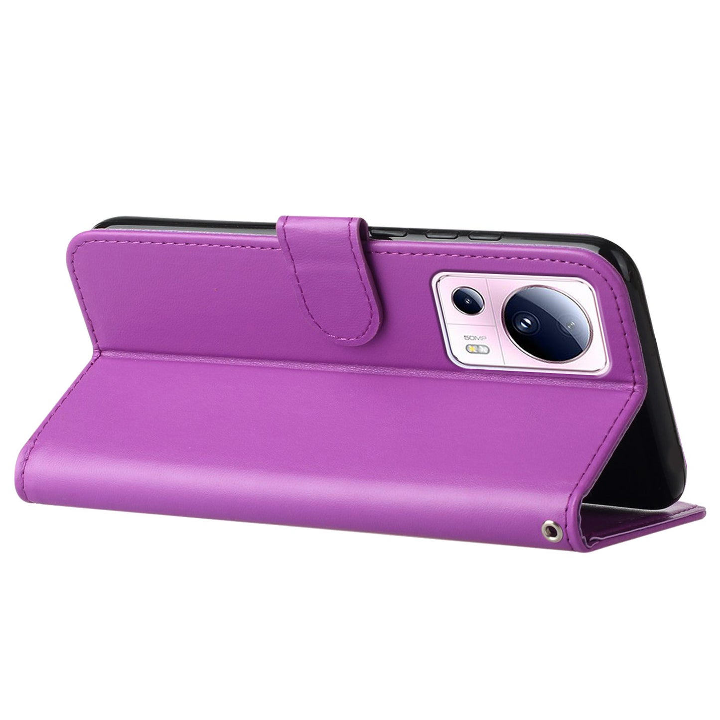 B40 For Xiaomi 13 Lite / Civi 2 5G Solid Color Wallet Stand Cover PU Leather+TPU Cell Phone Case